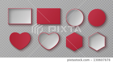 Realistic red box mockup from top perspective Realistic red box mockup from top perspective 130607878