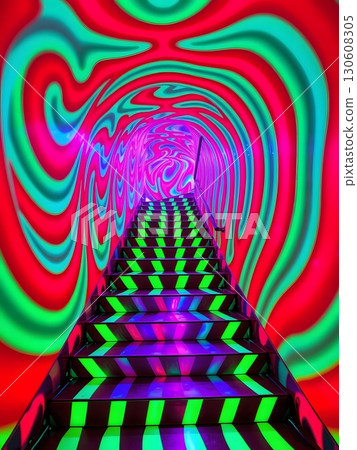 Psychedelic Stairway: A Vibrant Journey Through Swirling Colors and Geometric Patterns Psychedelic Stairway: A Vibrant Journey Through Swirling Colors and Geometric Patterns 130608305
