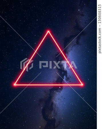 Glowing Red Triangle Amidst the Starry Night Sky and Milky Way 130608315