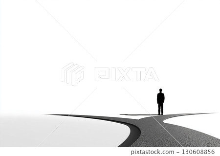站在十字路口(選擇、決定、生活)的人的輪廓插圖 站在十字路口(選擇、決定、生活)的人的輪廓插圖 130608856