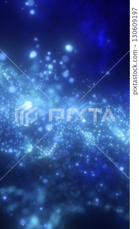 Futuristic abstract background with glowing blue light particles floating in a cosmic scene 130609197
