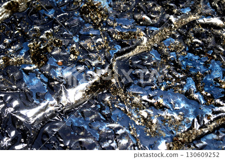 Abstract interesting chrome and paint bubble background 130609252