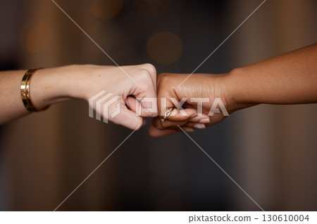 Hands, diversity and fist bump for partnership, unity or trust in agreement deal or collaboration on mockup background. Hand of people bumping fists for teamwork, support or victory win in solidarity 130610004
