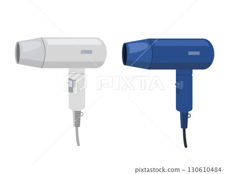 Hair dryer illustration (white and navy blue) 130610484