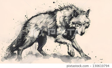 Wolf brush painting style 130610794