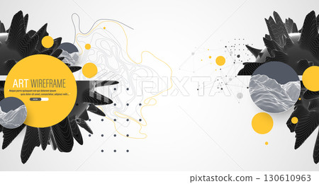 Modern science and technology background. Abstract art sphere. Wireframe theme. Modern science and technology background. Abstract art sphere. Wireframe theme. 130610963
