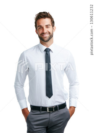Businessman, portrait and happy face on isolated white background for about us, profile picture and ID. Corporate worker, employee and intern smile with vision, ideas and innovation on studio mock up Businessman, portrait and happy face on isolated white background for about us, profile picture and ID. Corporate worker, employee and intern smile with vision, ideas and innovation on studio mock up 130611232
