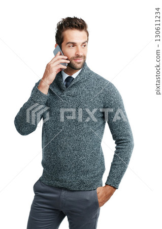 Corporate, phone call or business man thinking in white background studio for networking, communication or b2b network. Happy or manager on smartphone for planning meeting or strategy on mobile phone Corporate, phone call or business man thinking in white background studio for networking, communication or b2b network. Happy or manager on smartphone for planning meeting or strategy on mobile phone 130611234