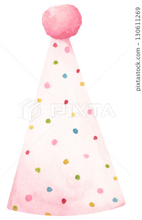 Watercolor Party Hat. Birthday and New Year Celebration Cone Hat Illustration Watercolor Party Hat. Birthday and New Year Celebration Cone Hat Illustration 130611269