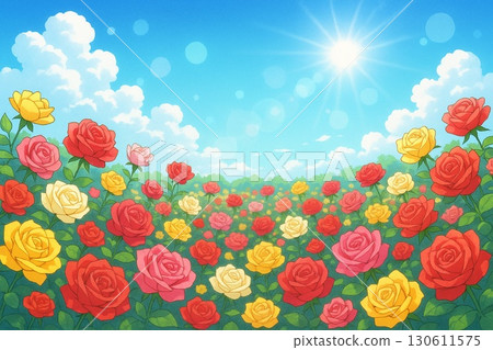 玫瑰園藍天動漫風格 玫瑰園藍天動漫風格 130611575
