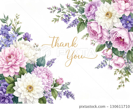 別緻而美麗的花卉感謝卡 別緻而美麗的花卉感謝卡 130611710