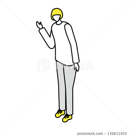 Simple character illustration (woman standing and talking) 130611935