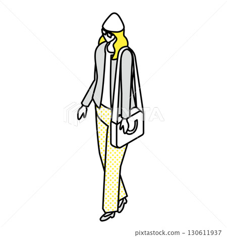 Illustration of a woman walking casually 130611937