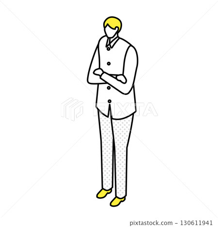 Illustration of a man standing with his arms crossed 130611941