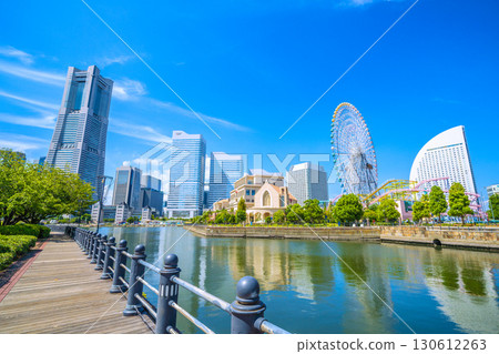 Yokohama cityscape, Japan, September 6th. View of Yokohama Landmark Tower and Anniversaire Minatomirai Yokohama. 130612263