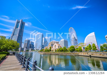 Yokohama cityscape, Japan, September 6th. View of Yokohama Landmark Tower and Anniversaire Minatomirai Yokohama. 130612264