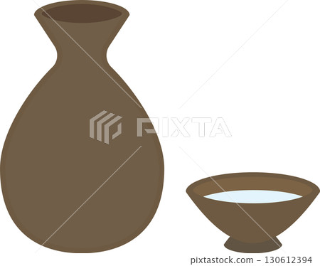 Sake bottle and sake cup icon 03 130612394