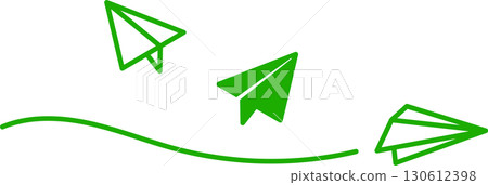 簡單的紙飛機和電子郵件圖示綠色 簡單的紙飛機和電子郵件圖示綠色 130612398