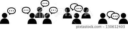 Set of people and team communication icons - people, organization, business, conference, conversation, meeting 130612403