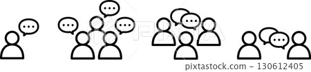 一組人員和團隊溝通圖示 — 人員、組織、業務、會議、對話、會議 一組人員和團隊溝通圖示 — 人員、組織、業務、會議、對話、會議 130612405