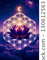 vector illustration of a lotus flower in the night 130612563
