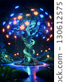 green tree in the night forest 130612575