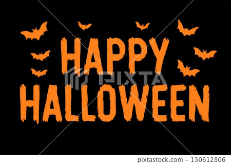 happy halloween greeting card with bats illustration happy halloween greeting card with bats illustration 130612806
