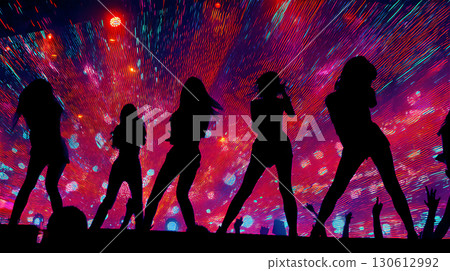 Silhouette of a dance performance and colorful lighting Silhouette of a dance performance and colorful lighting 130612992