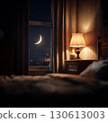 Nighttime bedroom and moonscape 130613003