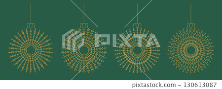 Thin line Christmas toys, balls set. Holiday decorative baubles. Winter new year, christmas tree vector decoration. Thin line Christmas toys, balls set. Holiday decorative baubles. Winter new year, christmas tree vector decoration. 130613087