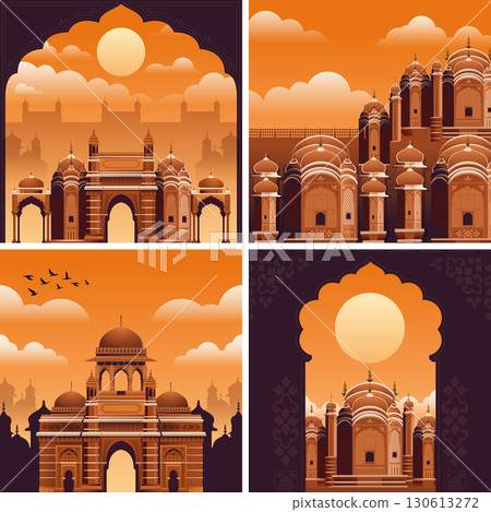 Vibrant and Hand-Drawn Indian Monuments Collection Vibrant and Hand-Drawn Indian Monuments Collection 130613272