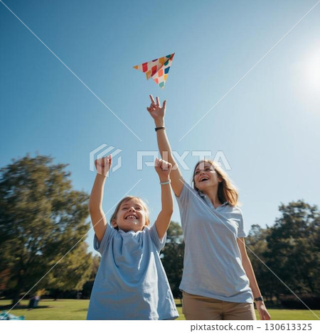 父母和孩子飛行紙飛機 130613325