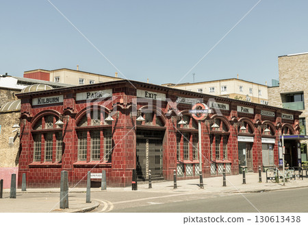 A distinctive British Art Nouveau architecture of Kilburn Park Underground Station within the London Borough of Brent. 130613438