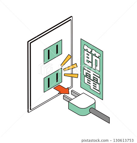 警告拔掉電源插頭以節省能源的插圖 130613753