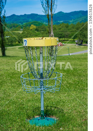 The disc golf goal at Folly Hill in Echigo Hillside National Park, Nagaoka City, Niigata Prefecture The disc golf goal at Folly Hill in Echigo Hillside National Park, Nagaoka City, Niigata Prefecture 130613826