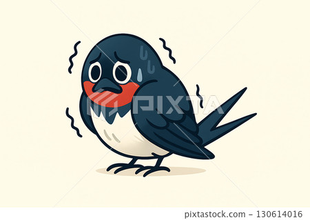 人工智慧生成的圖像中一隻受驚的燕子顫抖的簡單構圖 130614016