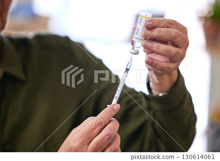 Healthcare, needle and bottle for medicine, cure and treatment for illness, vaccine and self care. Hands, injection or container with liquid, medical support and diabetes syringe and disease solution Healthcare, needle and bottle for medicine, cure and treatment for illness, vaccine and self care. Hands, injection or container with liquid, medical support and diabetes syringe and disease solution 130614061