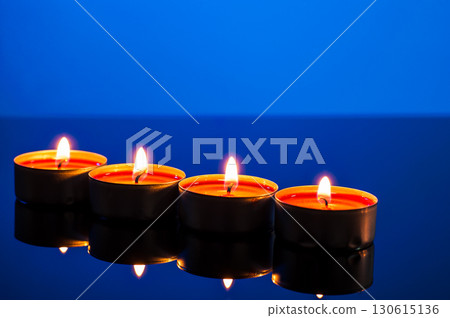 Photo with burning candles for Valentine's Day Photo with burning candles for Valentine's Day 130615136