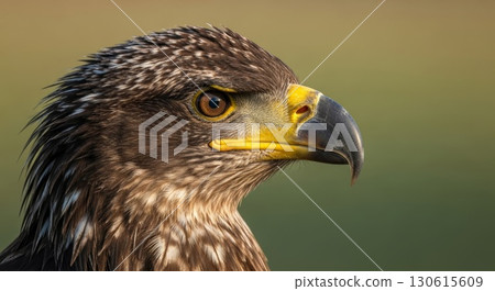 Majestic Eagle Portrait with Intense Golden Eyes Close-up 130615609