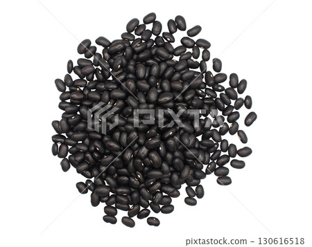 Top view of a heap of raw black beans isolated on white background. Perfect for food packaging, nutrition concepts, vegan diet promotion, and healthy eating content Top view of a heap of raw black beans isolated on white background. Perfect for food packaging, nutrition concepts, vegan diet promotion, and healthy eating content 130616518