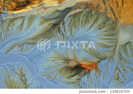 Aerial view of copper mining residuals in decanting lake Aerial view of copper mining residuals in decanting lake 130616705