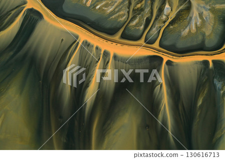 Aerial view of copper mining residuals in decanting lake Aerial view of copper mining residuals in decanting lake 130616713