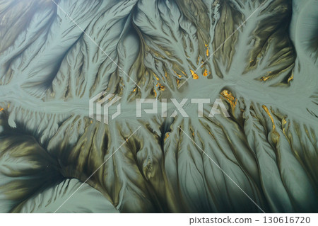 Aerial view of copper mining residuals in decanting lake Aerial view of copper mining residuals in decanting lake 130616720