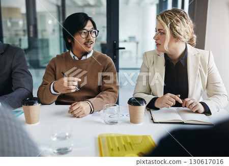 Corporate, collaboration business people for business meeting, invest strategy or planning company finance. Team building, thinking or teamwork on tax data analytics or global financial network 130617016