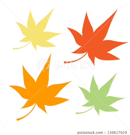 Illustration of autumn maple leaves. Colorful leaf silhouette icon. Vector. PNG transparent. White background. Illustration of autumn maple leaves. Colorful leaf silhouette icon. Vector. PNG transparent. White background. 130617029