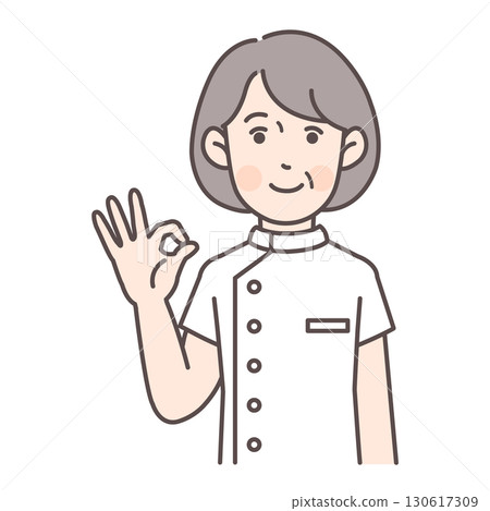 資深女護士給予 OK 手勢 130617309