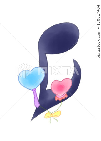 Musical notes with heart balloons 130617434
