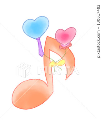 Musical notes with heart balloons 130617482