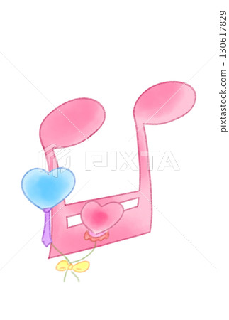 Musical notes with heart balloons Musical notes with heart balloons 130617829