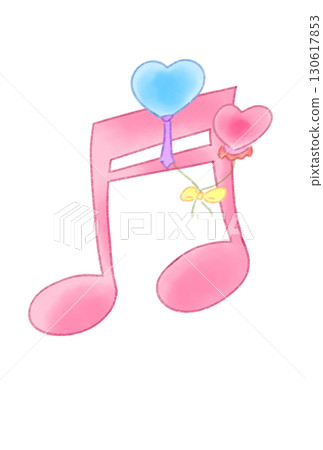 Musical notes with heart balloons Musical notes with heart balloons 130617853